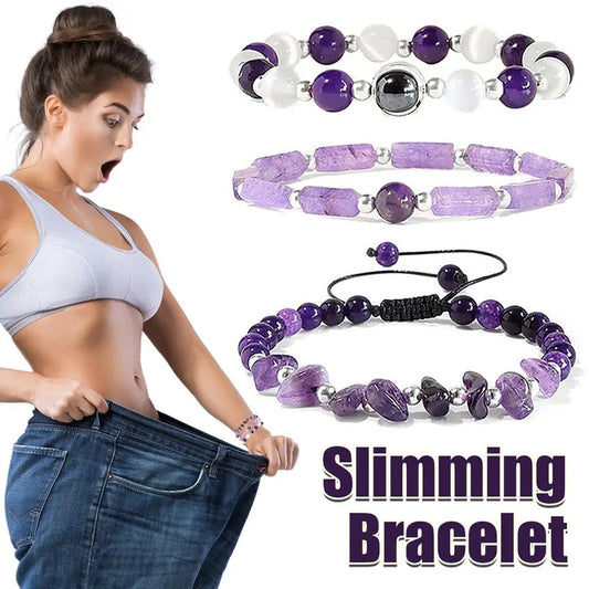 3pcs/Set Body-Purifying Amethyst Bracelet for Weight Loss, Yoga, and Meditation - Healing Stone Jewelry for Women and Men