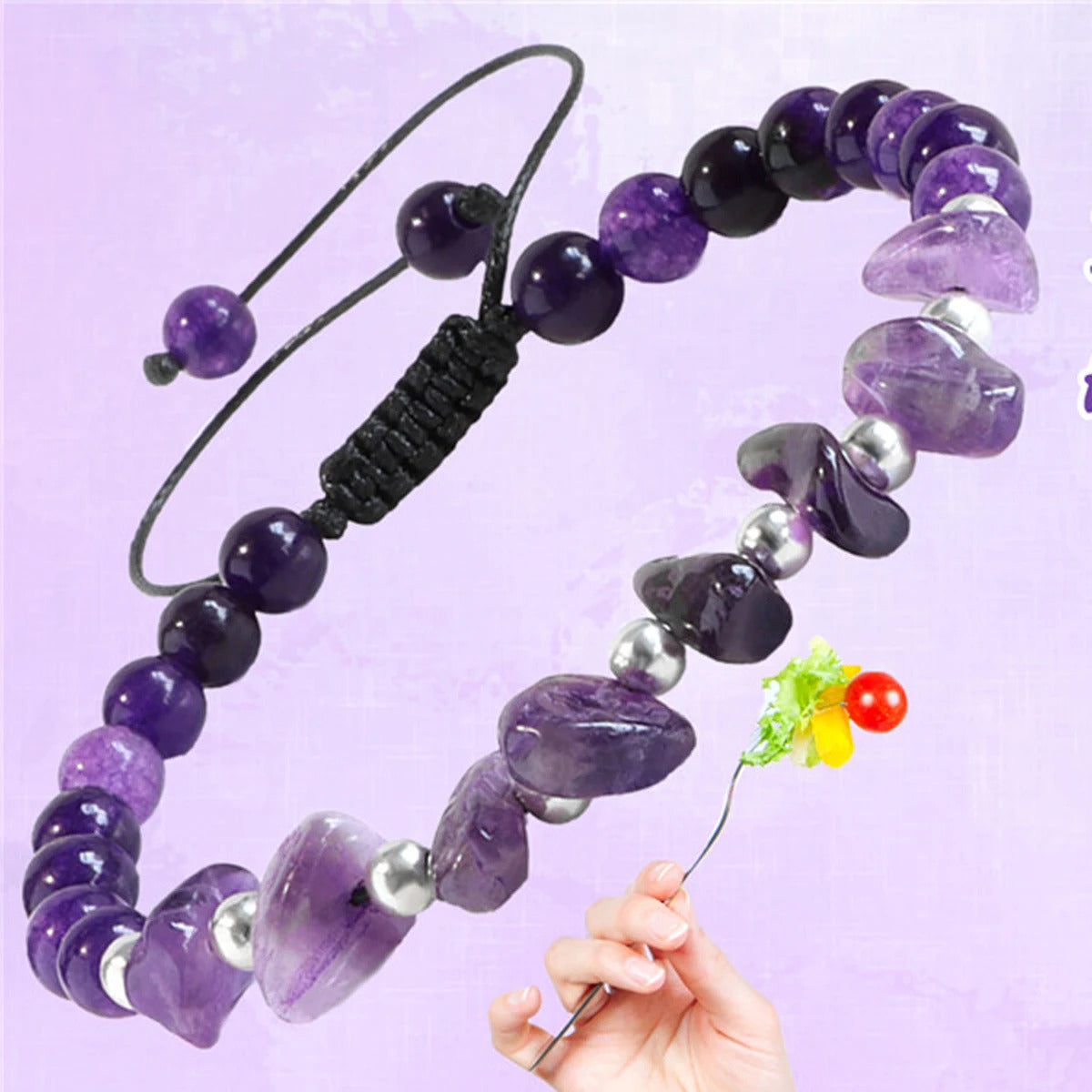 3pcs/Set Body-Purifying Amethyst Bracelet for Weight Loss, Yoga, and Meditation - Healing Stone Jewelry for Women and Men